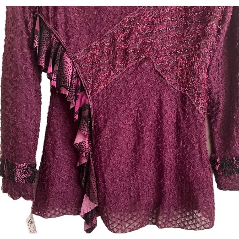 Jack & Jinger Women Lace Tunic Knit L Wine‎ Whimsigoth Asymmetrical Fairy Boho - Picture 4 of 10